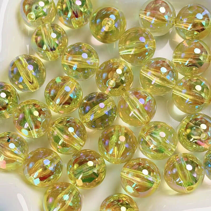 A131-(16mm)Acrylic UV-Coated Multicolor Glitter Beads(9 Square Game)