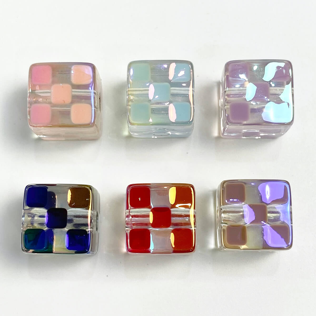 A262-(14MM)Acrylic Multi-Colored Square Beads (9 Square Game)