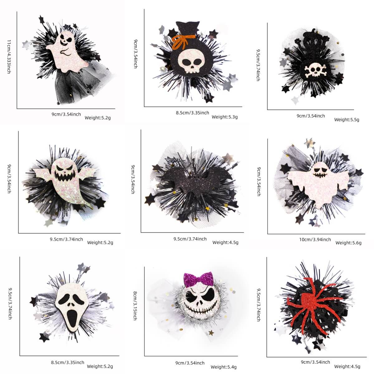 H09-Halloween Hair Clip 18 Designs (Matching Game)