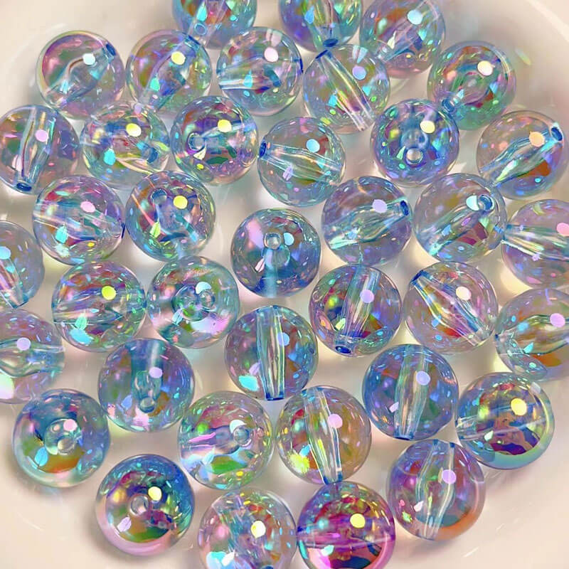 A131-(16mm)Acrylic UV-Coated Multicolor Glitter Beads(9 Square Game)