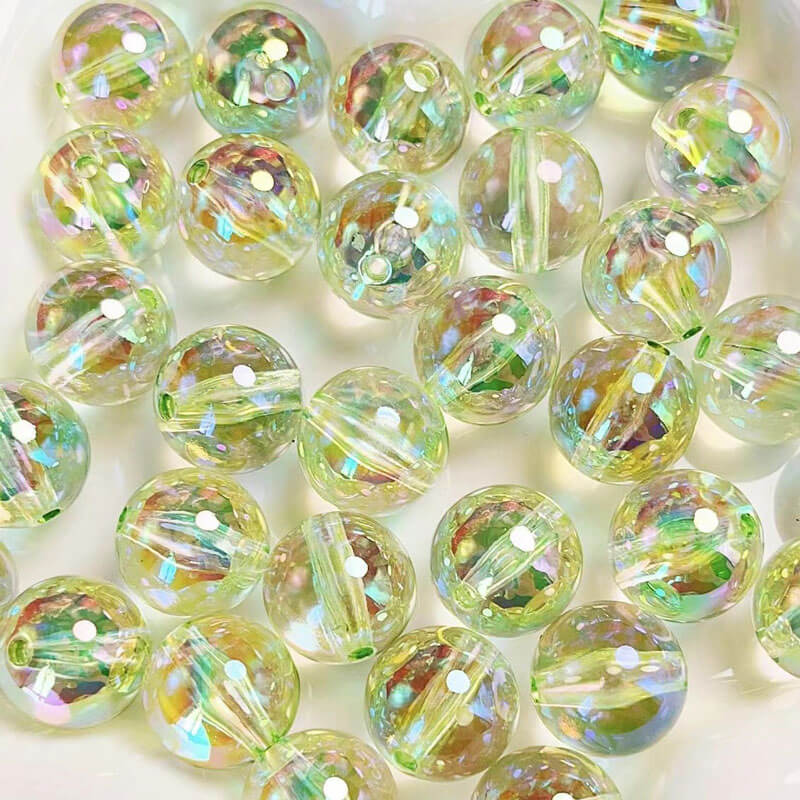 A131-(16mm)Acrylic UV-Coated Multicolor Glitter Beads(9 Square Game)