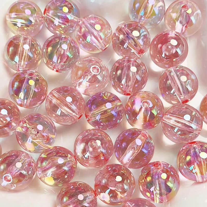 A131-(16mm)Acrylic UV-Coated Multicolor Glitter Beads(9 Square Game)