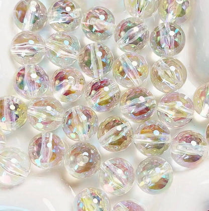 A131-(16mm)Acrylic UV-Coated Multicolor Glitter Beads(9 Square Game)