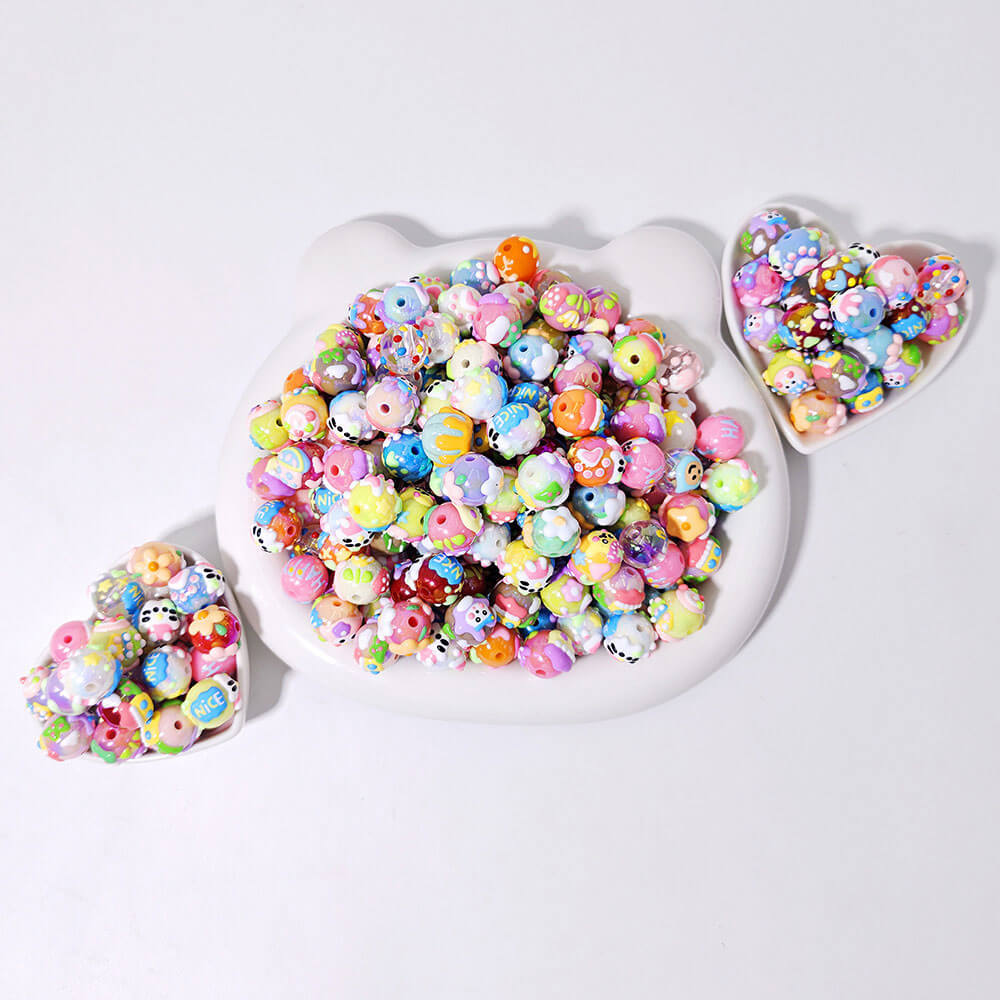 A119-Resin Hand-Painted Beads (9 Square Game)