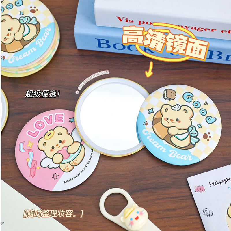 A179-Butter Bear&Capybara Round Mirror (Matching Game)
