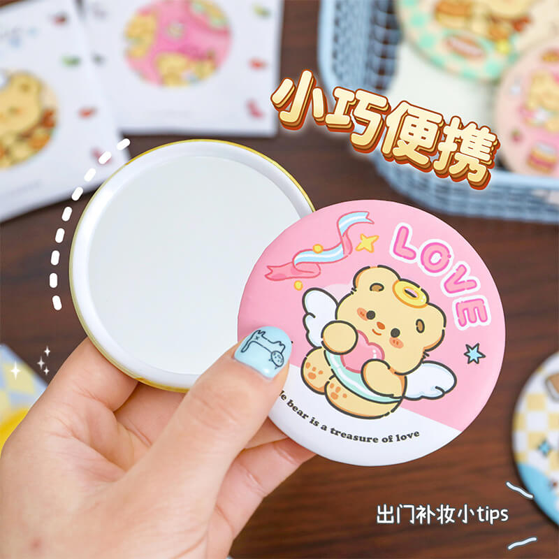 A179-Butter Bear&Capybara Round Mirror (Matching Game)