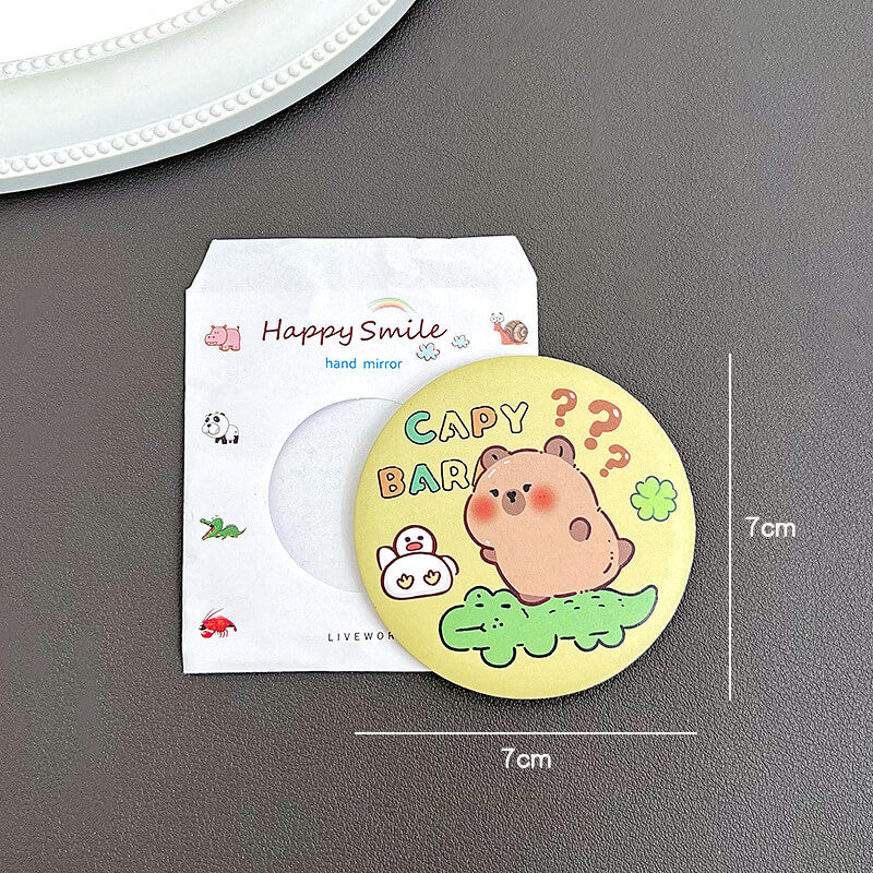A179-Butter Bear&Capybara Round Mirror (Matching Game)