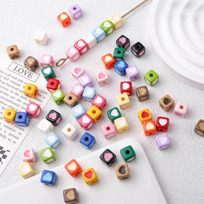 A258-(9MM)Acrylic Heart Square Beads (9 Square Game)