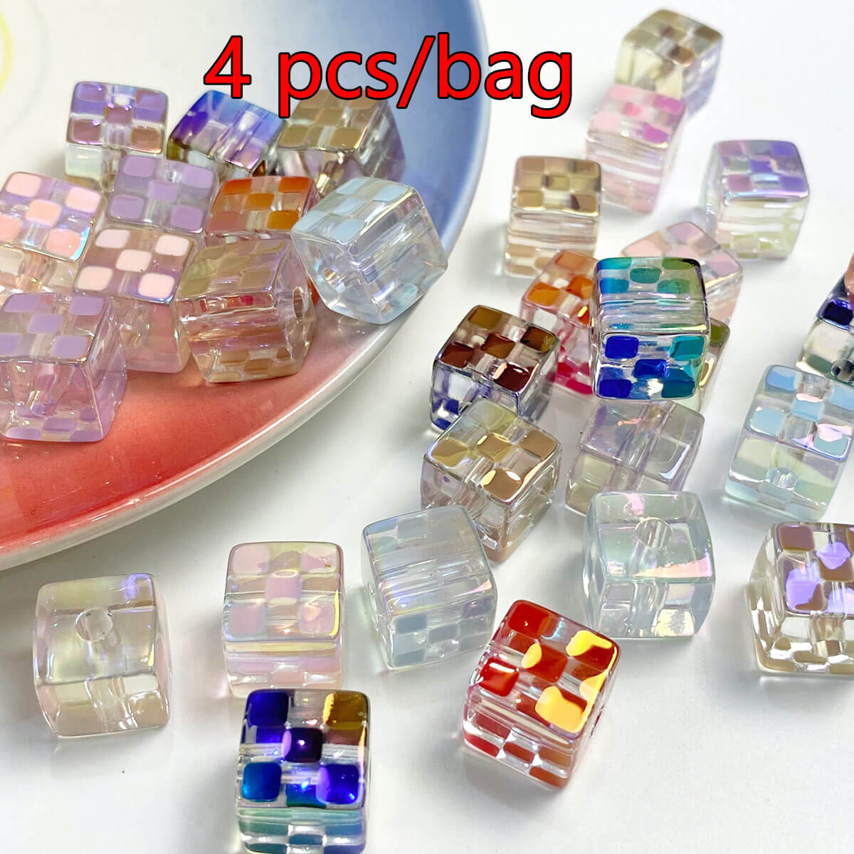 A262-(14MM)Acrylic Multi-Colored Square Beads (9 Square Game)
