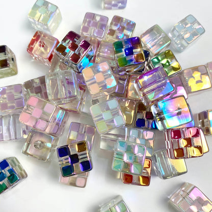 A262-(14MM)Acrylic Multi-Colored Square Beads (9 Square Game)