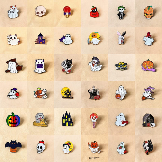 H06-Halloween Alloy Mixed Pin 64 Desgns (9 Square Game)